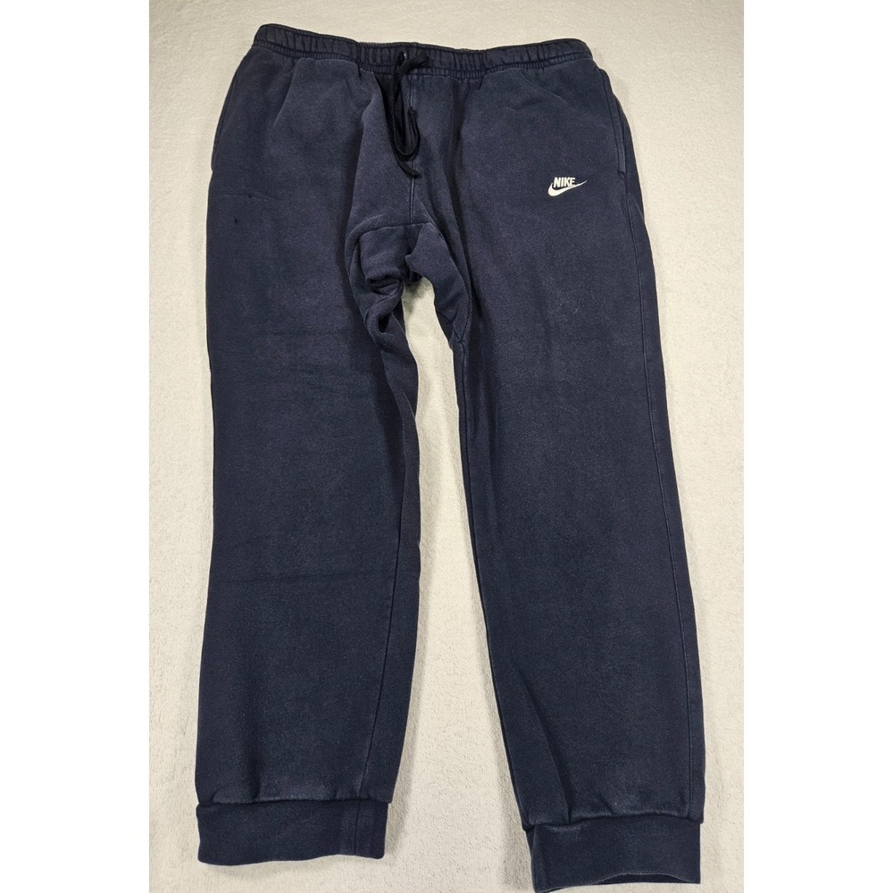 Nike Men's Navy Blue Fleece Jogger Pants XXL Drawstring Elastic Waist Pockets
